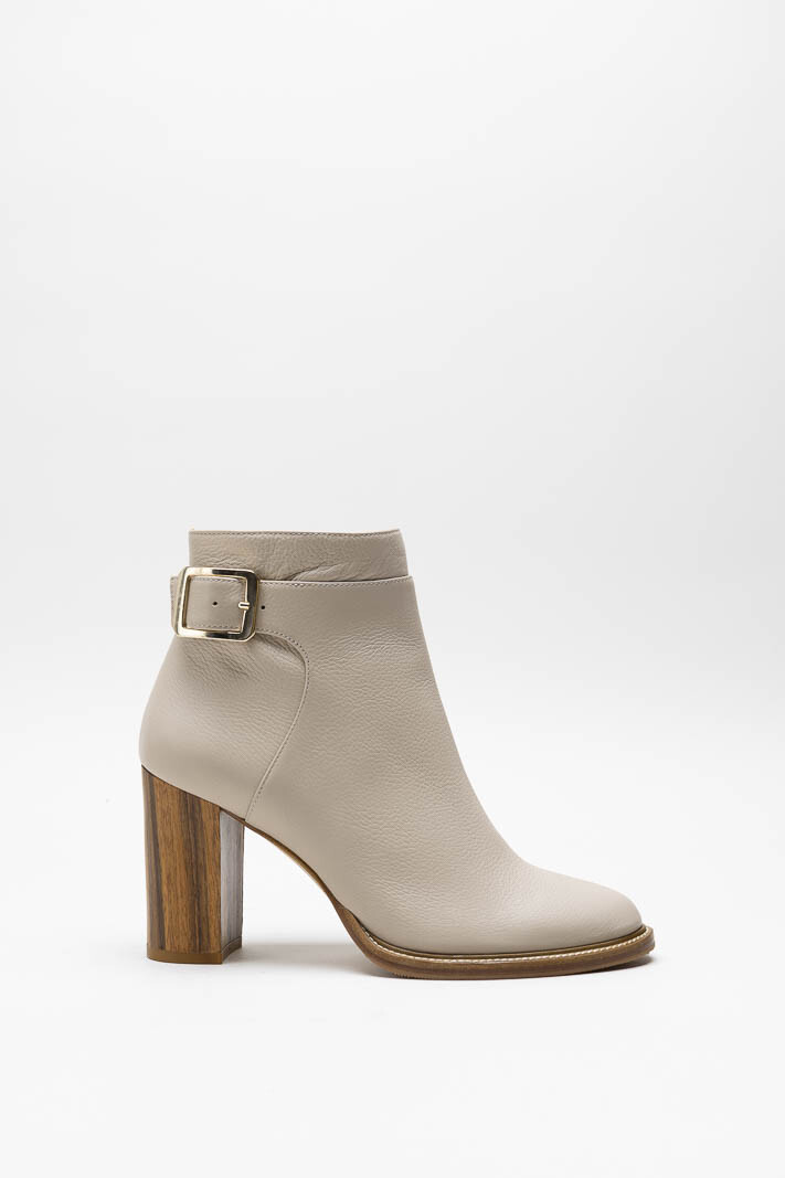 Lichtbeige Enkellaars hak