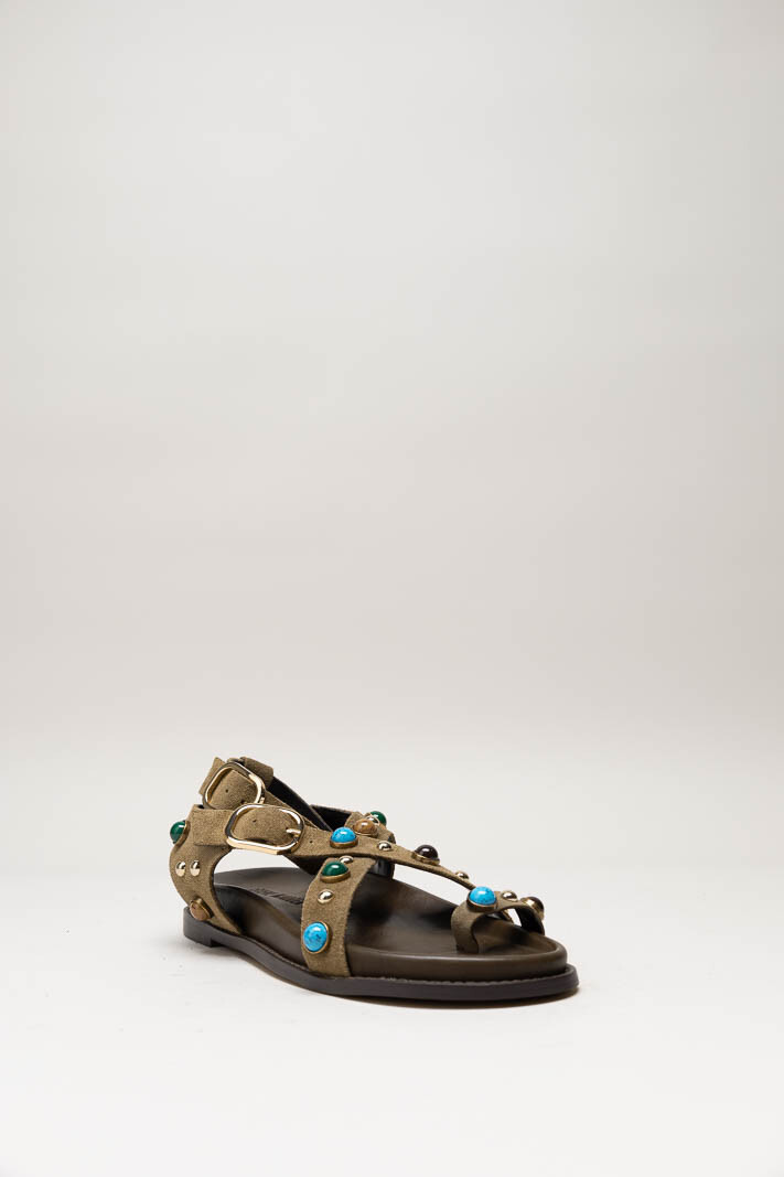 Donkerbeige Sandaal plat