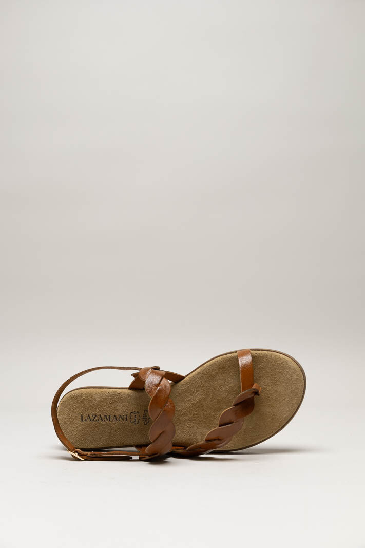 Cognac Sandaal plat image