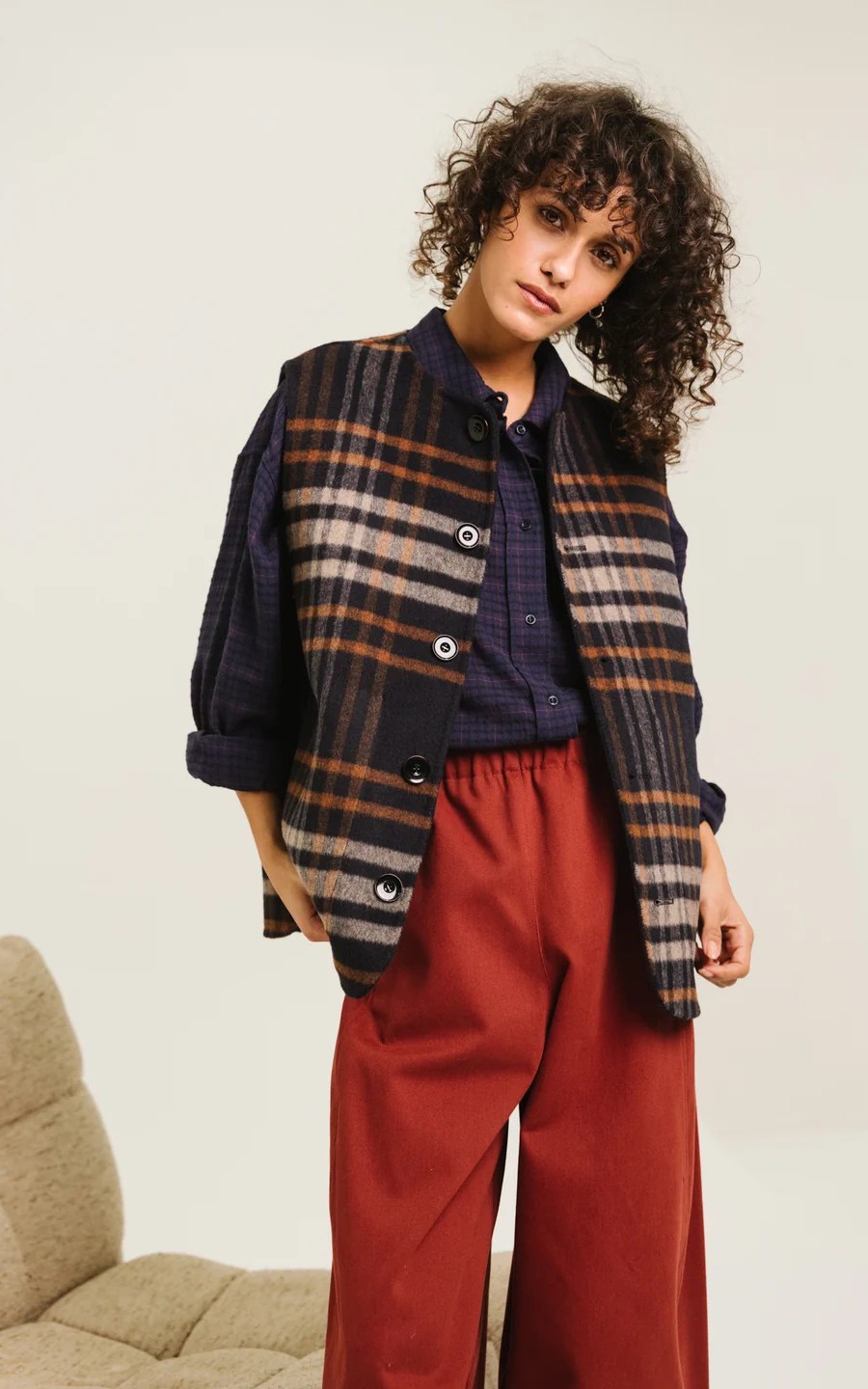 Blauw Vest mouwloos