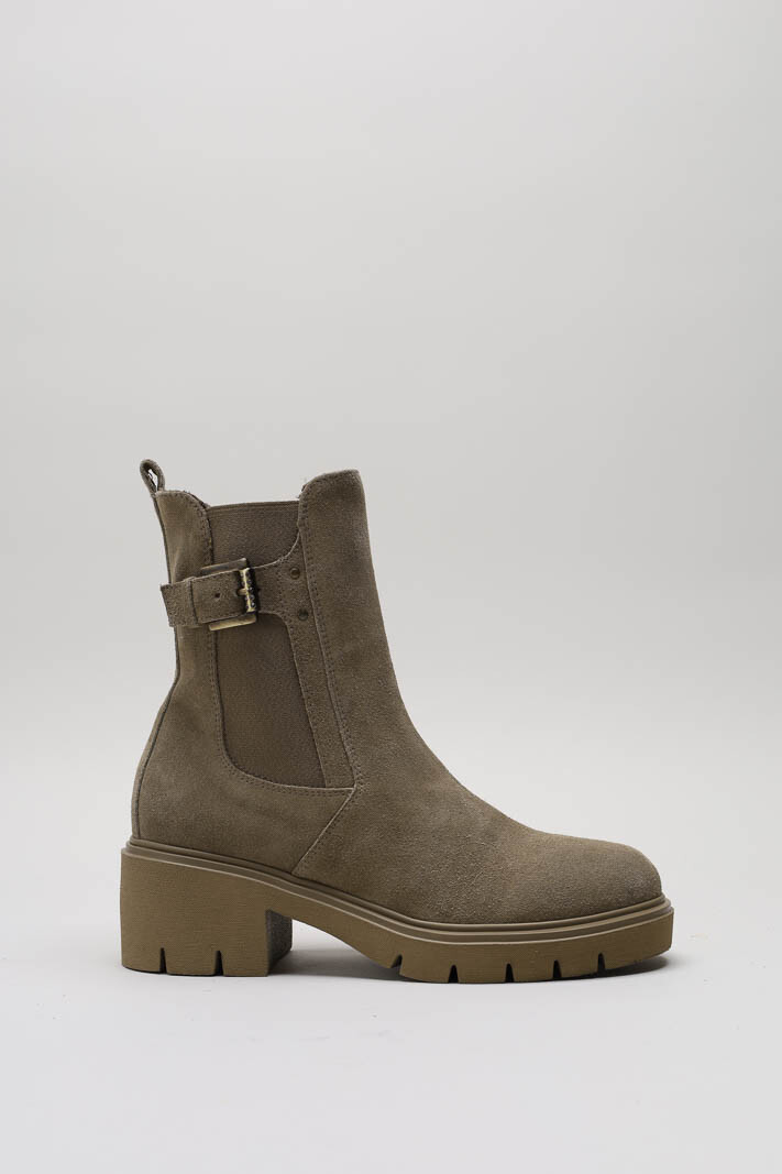 Beige Enkellaars hak