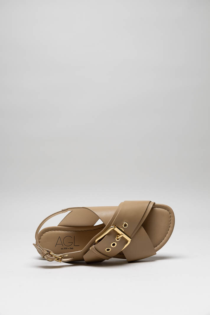 Donkerbeige Sandaal plat image