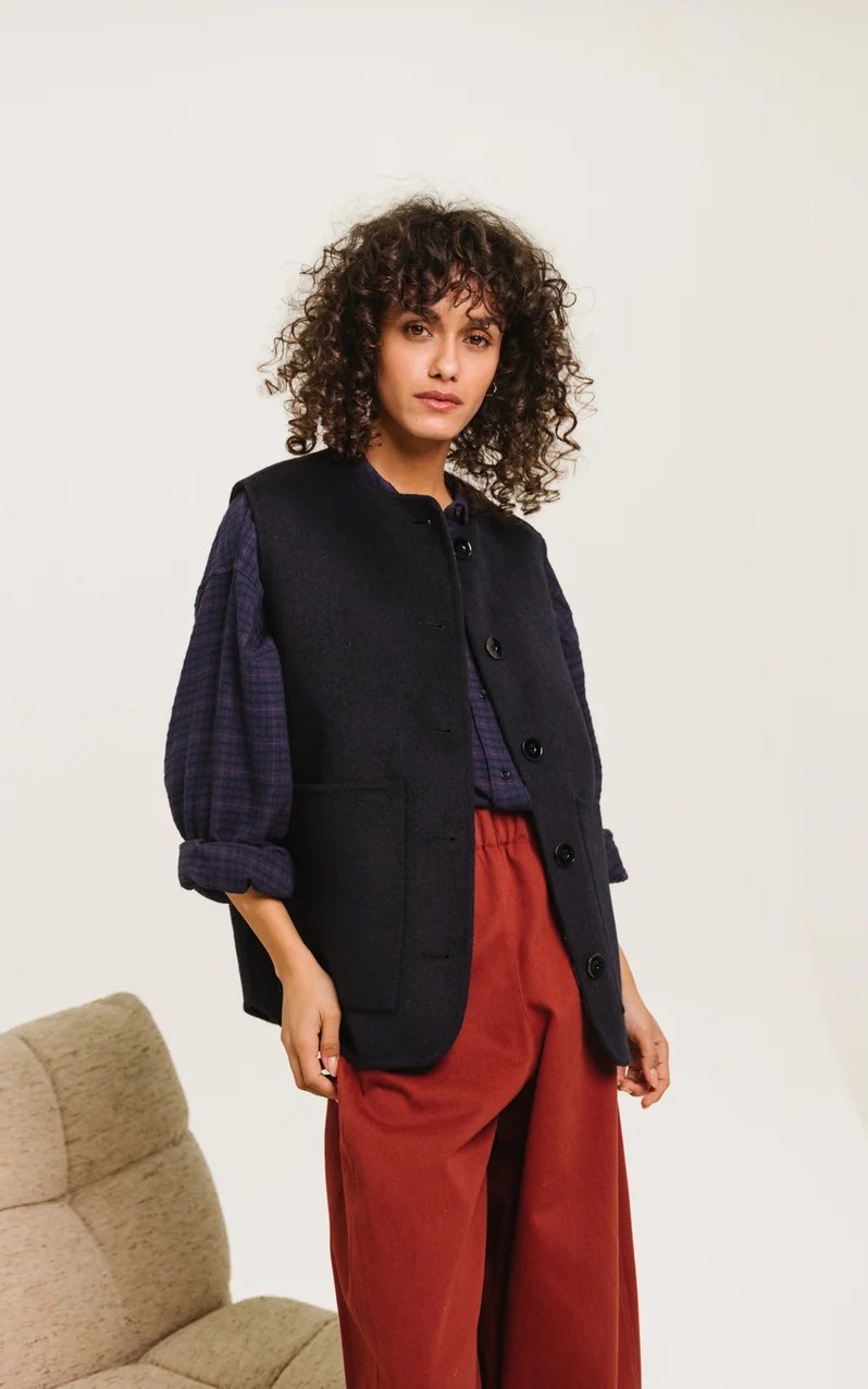 Blauw Vest mouwloos