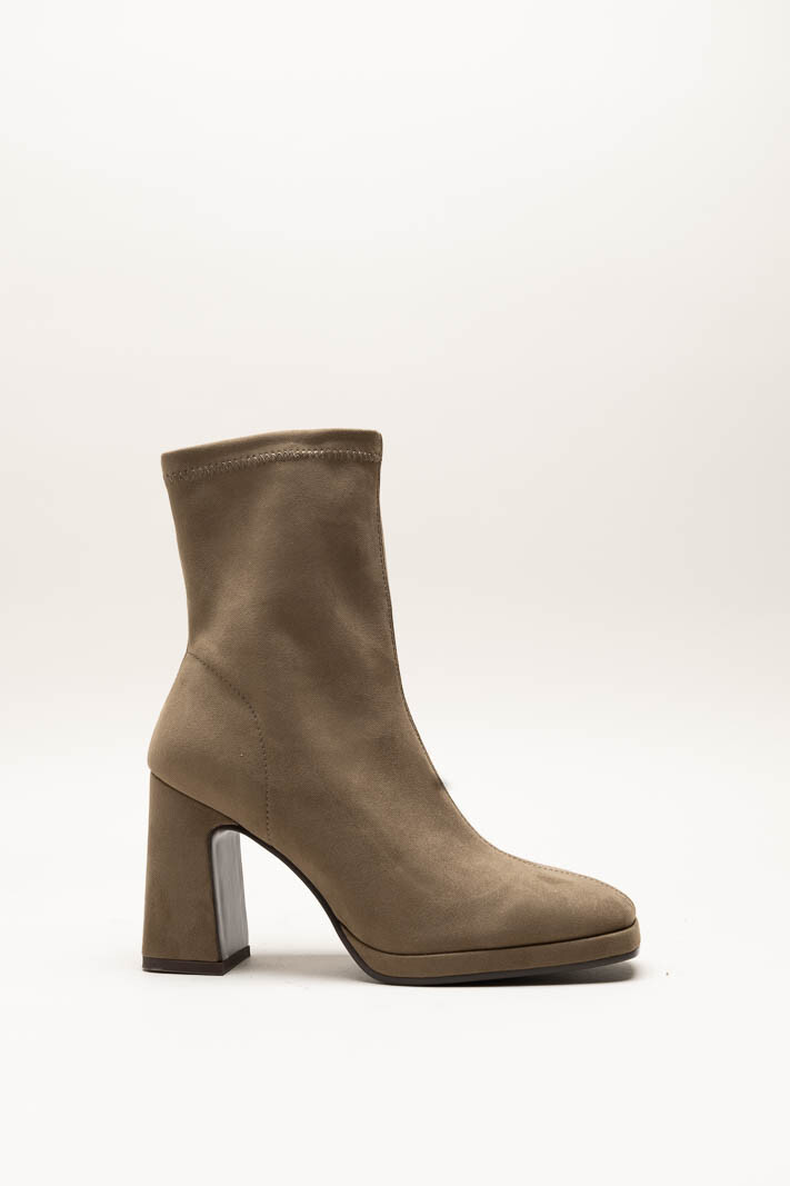 Taupe Enkellaars hak