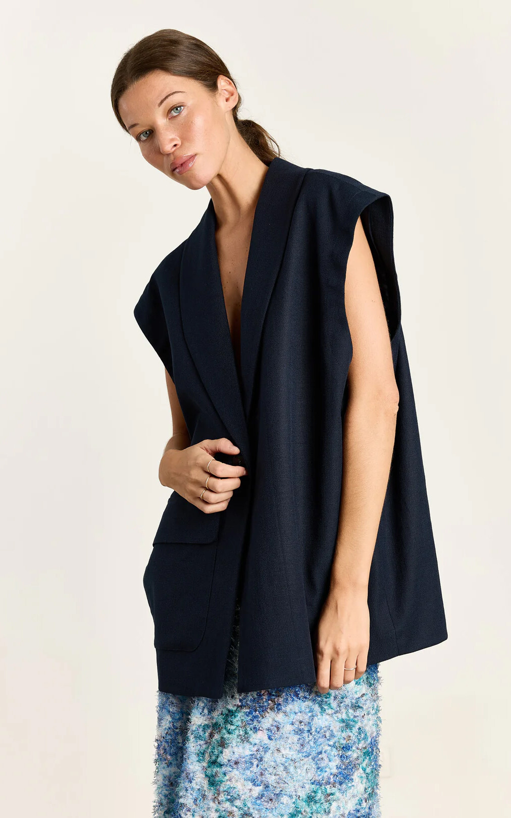 Marineblauw Vest mouwloos