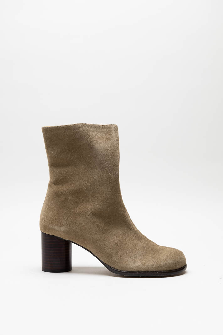 Beige Enkellaars hak