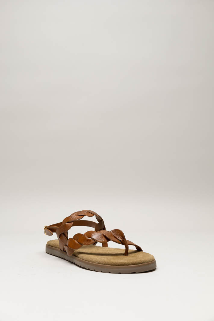 Cognac Sandaal plat