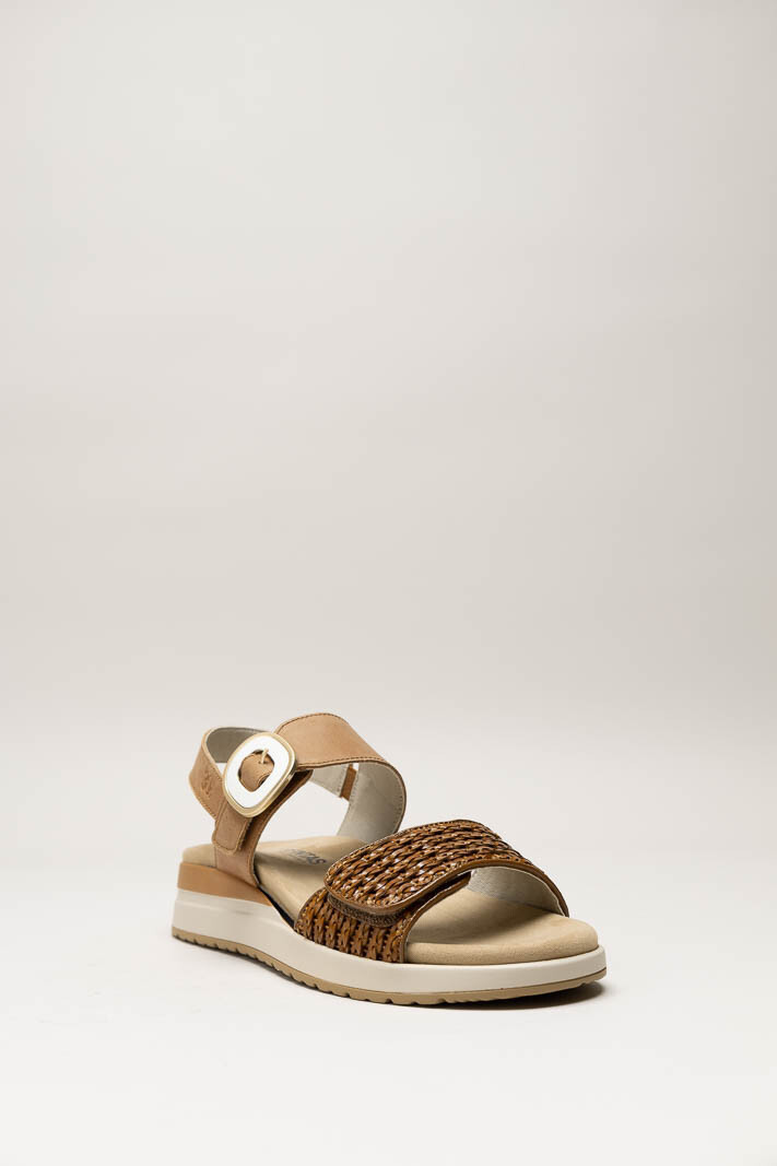 Cognac Sandaal sleehak