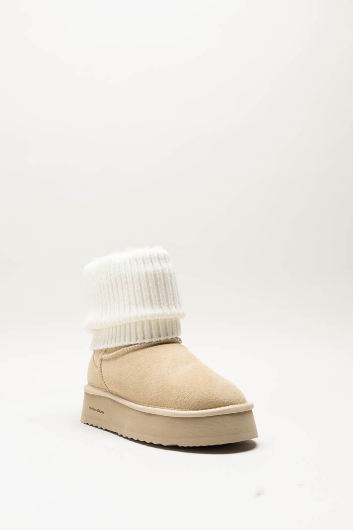 Beige Enkellaars plat