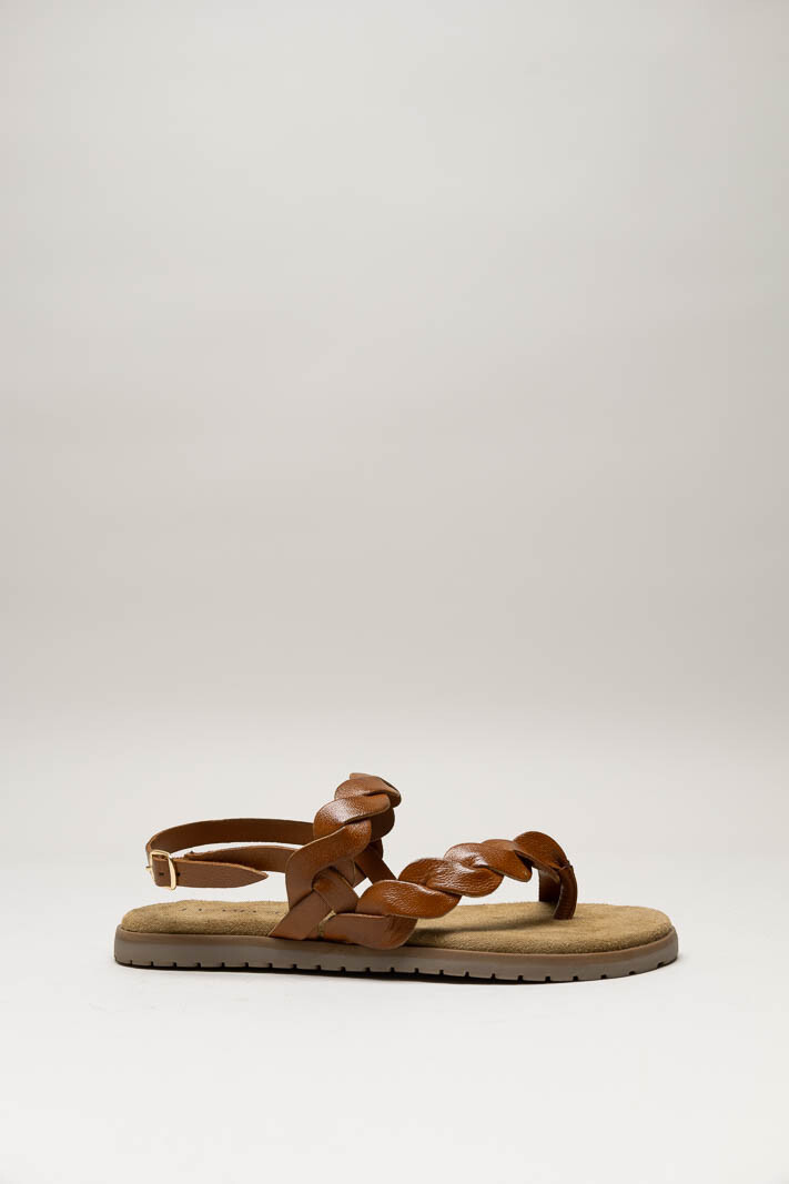 Cognac Sandaal plat