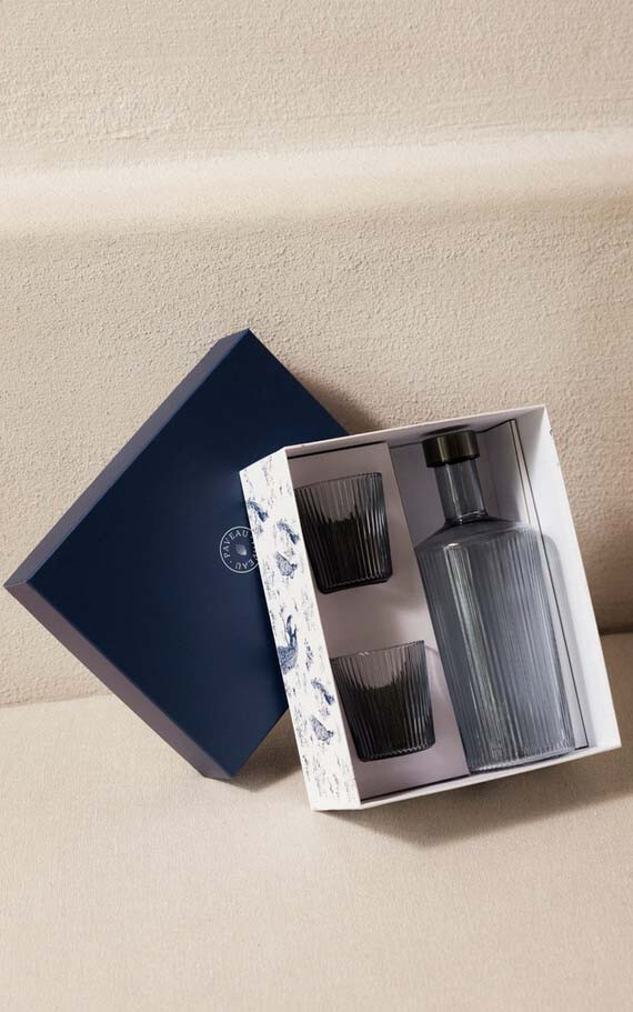 Blauw Servies en glazen