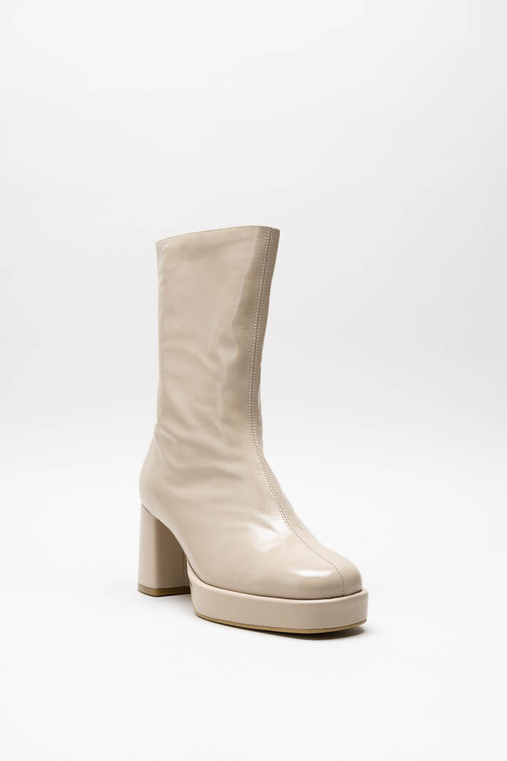 Beige Enkellaars hak