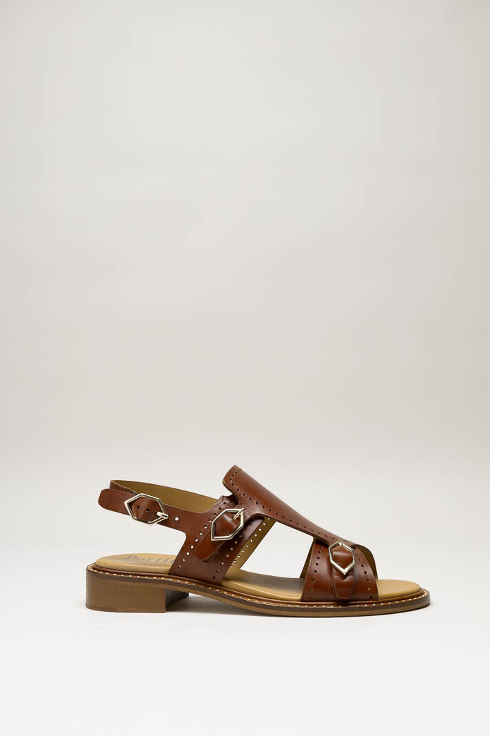 Cognac Sandaal plat image