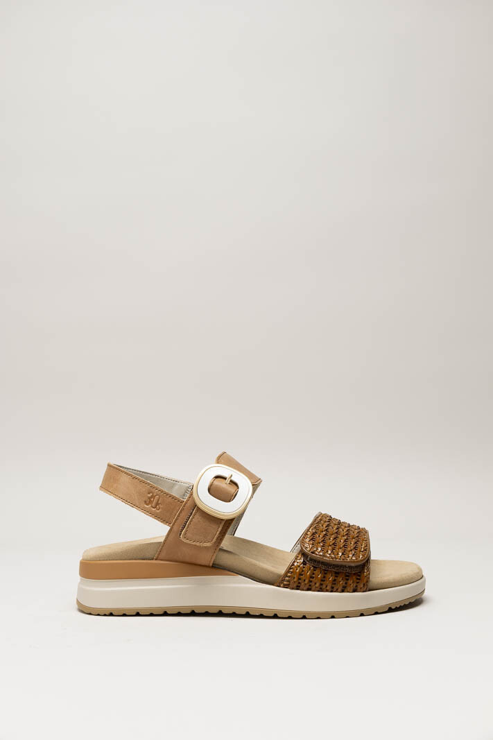 Cognac Sandaal sleehak