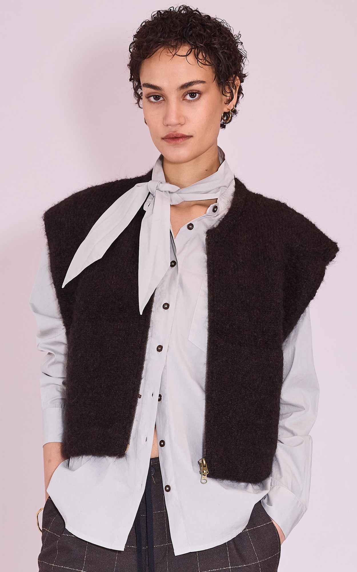 Donkerbruin Vest mouwloos